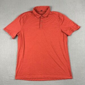 Lululemon Polo Shirt Mens Large Red Heather Short Sleeve 3 Button Performance
